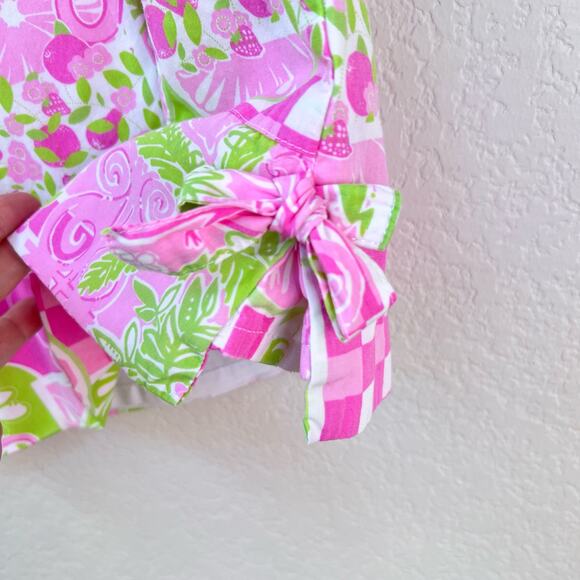 Lilly Pulitzer Dress Girls 3T Pink Green Juice Stand Patchwork Shift Classic - Picture 3 of 8